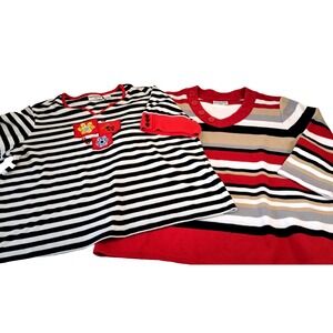 Breckenridge Women's 1X Striped Shirts Tops Lot of 2 Embroidered Classic